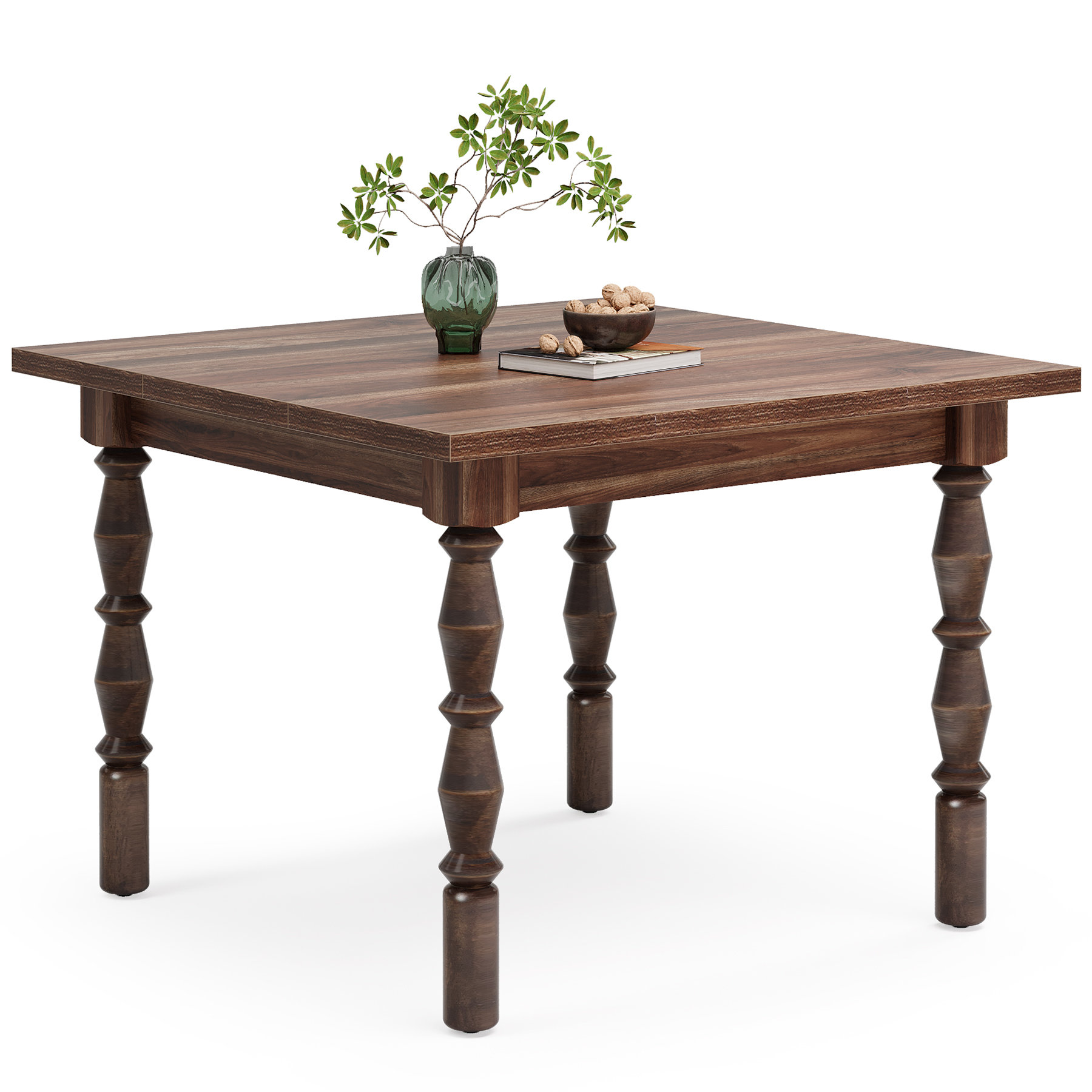 Charlton Home® Square Dining Table for 4, 39.4" Farmhouse Small Wood Kitchen Table,Brown Dinner ...